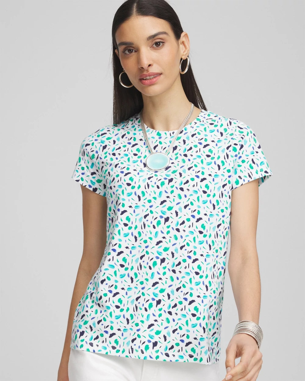 Chico's Clothing Polka-Dot Crewneck Perfect Tee