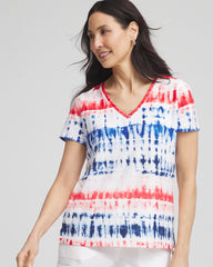 Chico's Clothing Zenergy® Americana Tie-dye V-Neck Tee
