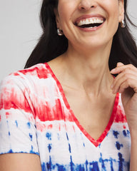 Chico's Clothing Zenergy® Americana Tie-dye V-Neck Tee
