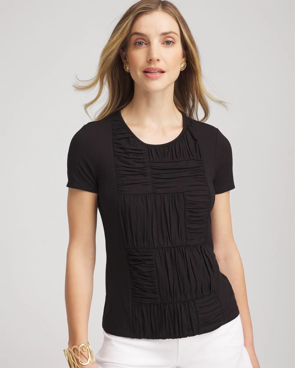 Chico's Clothing Jersey Knit Ruched Front Tee