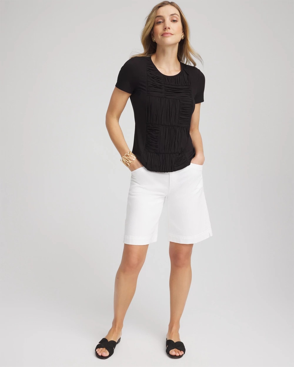 Chico's Clothing Jersey Knit Ruched Front Tee