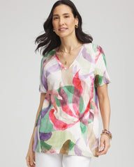 Chico's Clothing Floral Short Sleeve Forward-Seam Tee