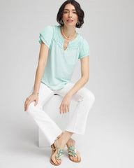 Chico's Clothing Touch of Cool™ Layered Pleated Flutter Tee