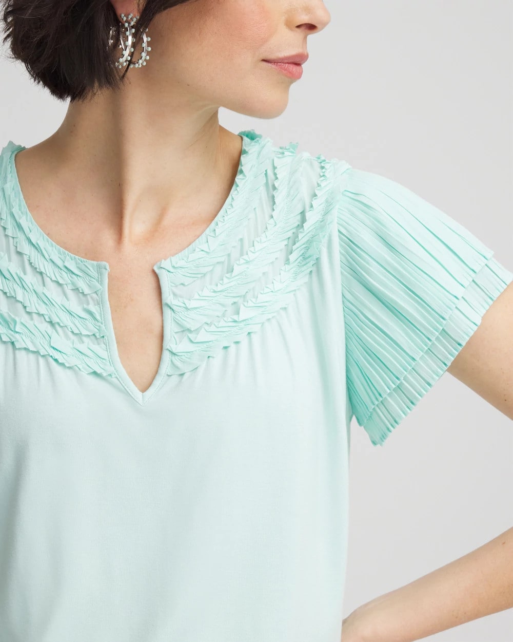 Chico's Clothing Touch of Cool™ Layered Pleated Flutter Tee
