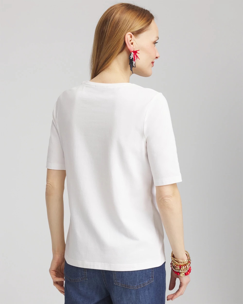 Chico's Clothing Flag Embellished Knit Tee