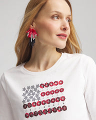 Chico's Clothing Flag Embellished Knit Tee