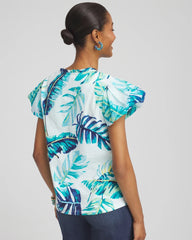 Chico's Clothing Notch Neck Cap Sleeve Tee