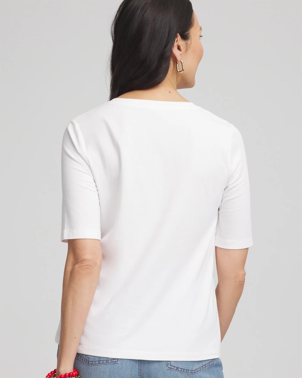 Chico's Clothing Coral Print V-Neck Perfect Tee