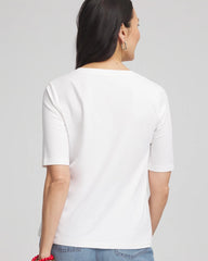 Chico's Clothing Coral Print V-Neck Perfect Tee