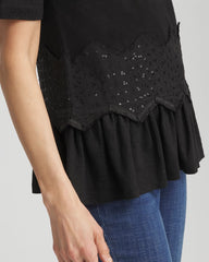 Chico's Clothing Chevron Sequin Peplum Linen Tee