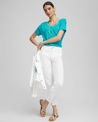 Chico's Clothing Sweater Trim Linen Tee