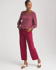 Chico's Clothing Smocked-Sleeve Cotton-Slub Tee