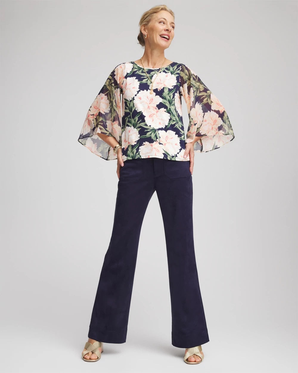 Chico's Clothing Georgette Angel-Sleeved Top