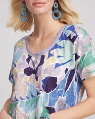 Chico's Clothing Tropical Nights Sweater-Trim Linen Tee