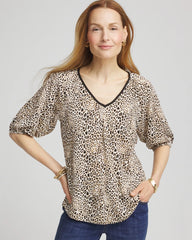 Chico's Clothing Leopard Braided Linen Top