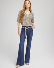 Chico's Clothing Leopard Braided Linen Top