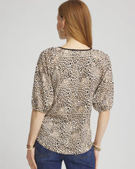 Chico's Clothing Leopard Braided Linen Top