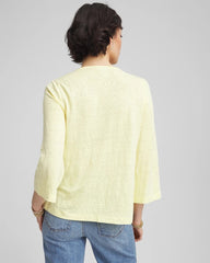 Chico's Clothing Pintuck Linen Notched-Neck Tee