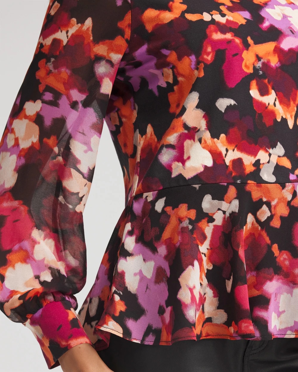 Chico's Clothing Printed Chiffon Peplum Top