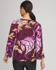 Chico's Clothing Printed Pleated V-Neck Tee