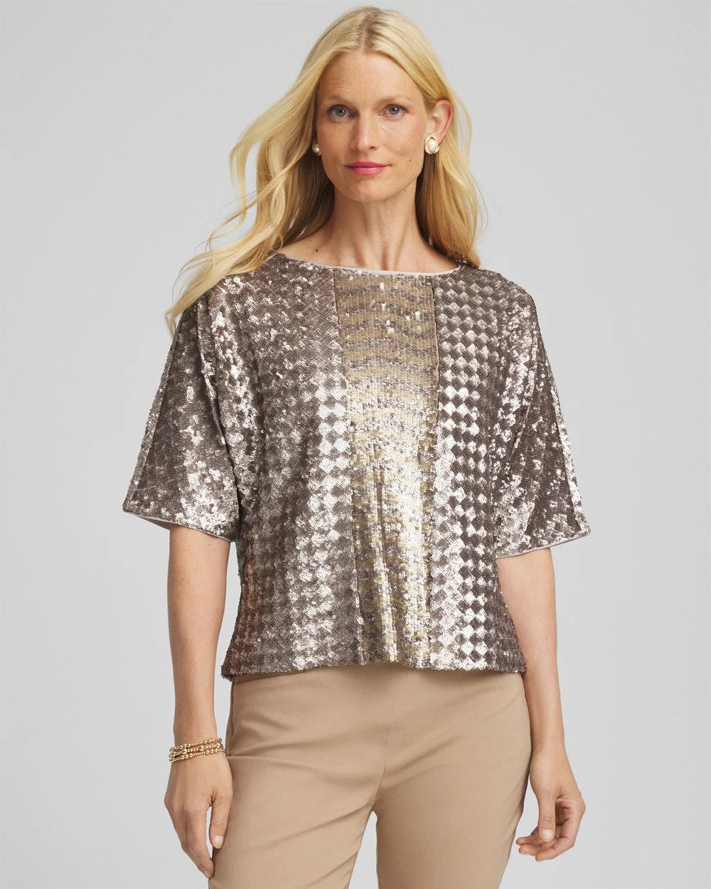 Chico's Clothing Art Deco Dolman Sequins Tee