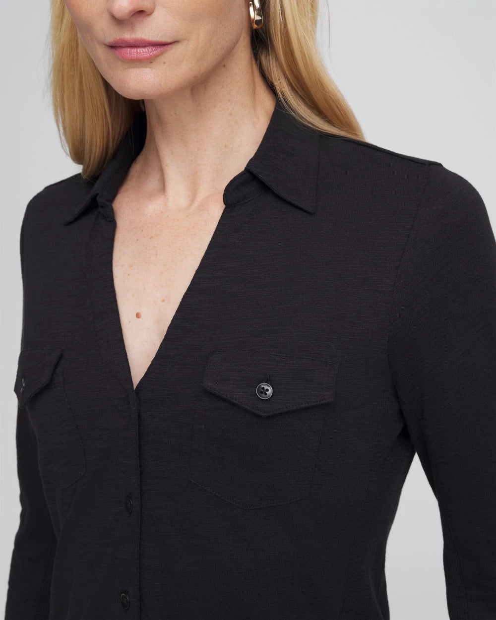 Chico's Clothing Collared Henley Shirt