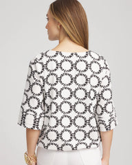 Chico's Clothing Geo Print Boatneck Bubble-Hem Top