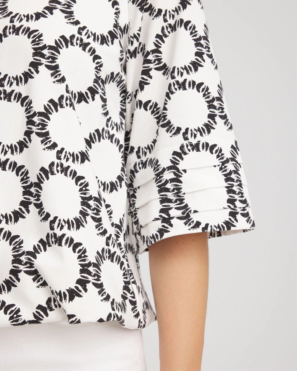 Chico's Clothing Geo Print Boatneck Bubble-Hem Top