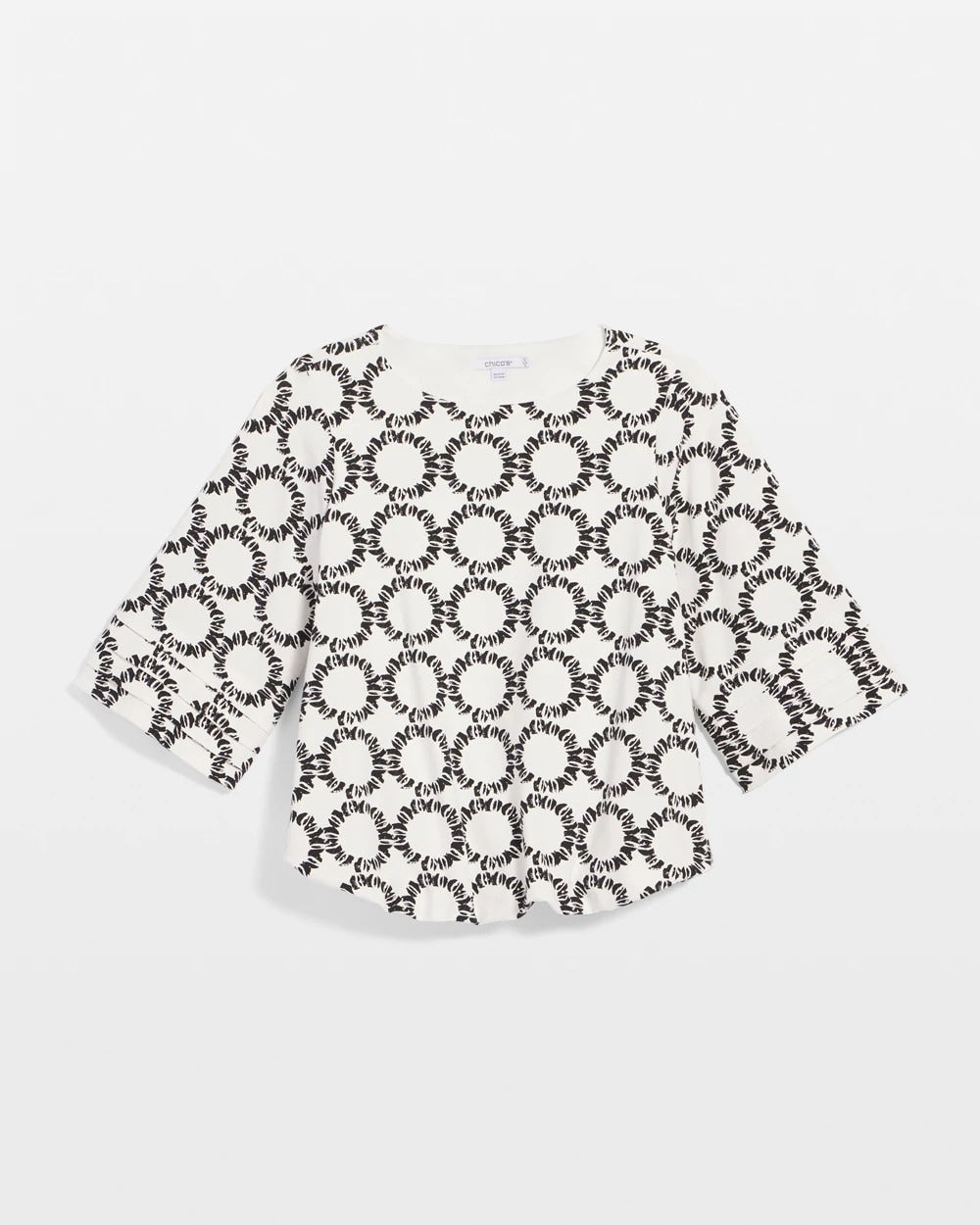 Chico's Clothing Geo Print Boatneck Bubble-Hem Top