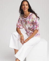 Chico's Clothing Floral Dolman Sleeve Knit Top