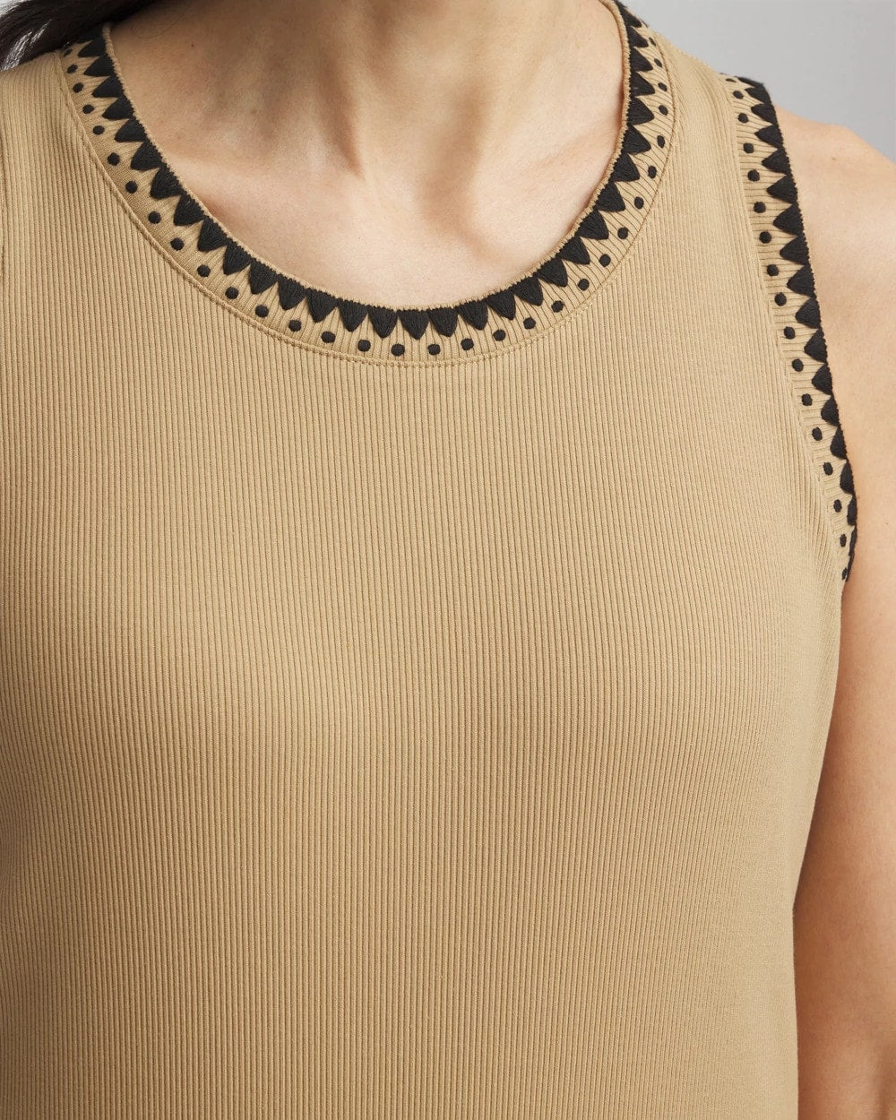 Chico's Clothing Contrast-Trim Ribbed Cotton Tank Top