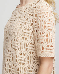 Chico's Clothing Short-Sleeve Crochet Top