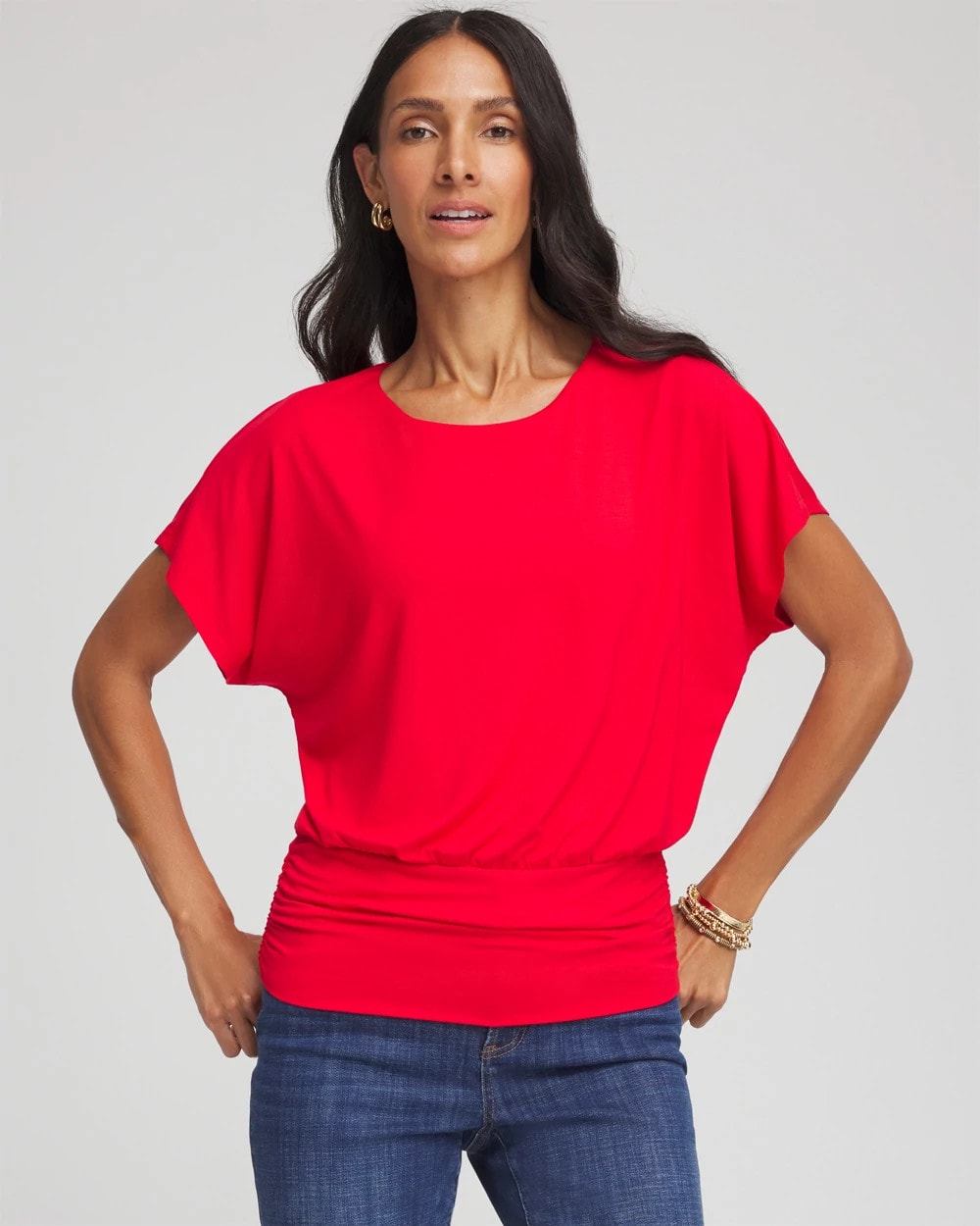 Chico's Clothing Touch of Cool™ Ruched Banded Hem Top