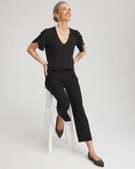 Chico's Clothing Petal-Sleeve Voop Neck Tee