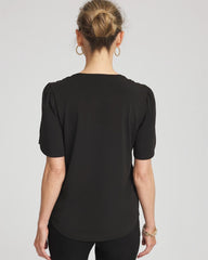 Chico's Clothing Petal-Sleeve Voop Neck Tee