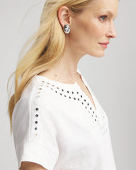 Chico's Clothing Paillette Trim Cotton Slub Tee