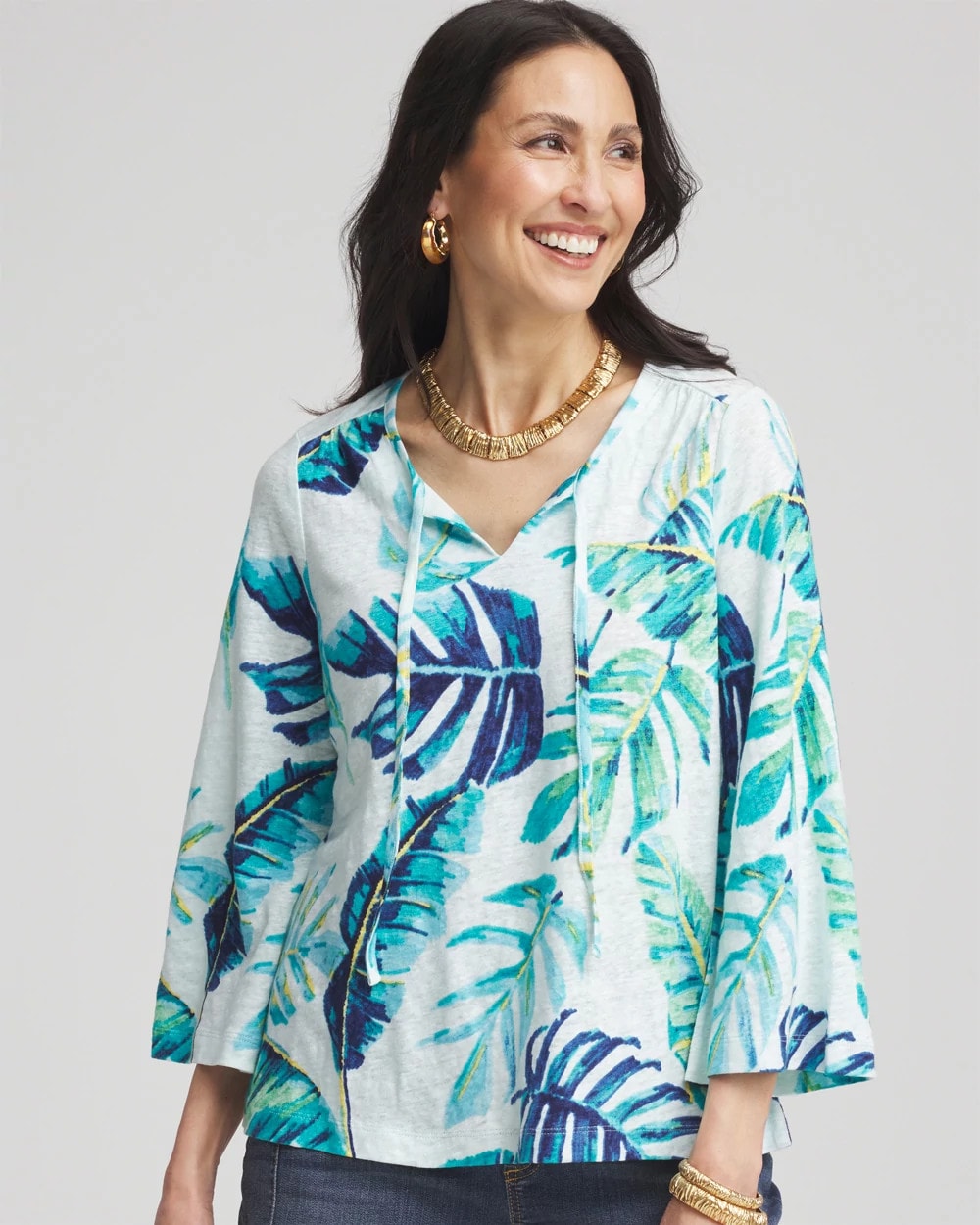 Chico's Clothing Tie-Front Forward Seam Top