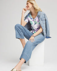 Chico's Clothing Lily Print V-Neck Perfect Tee