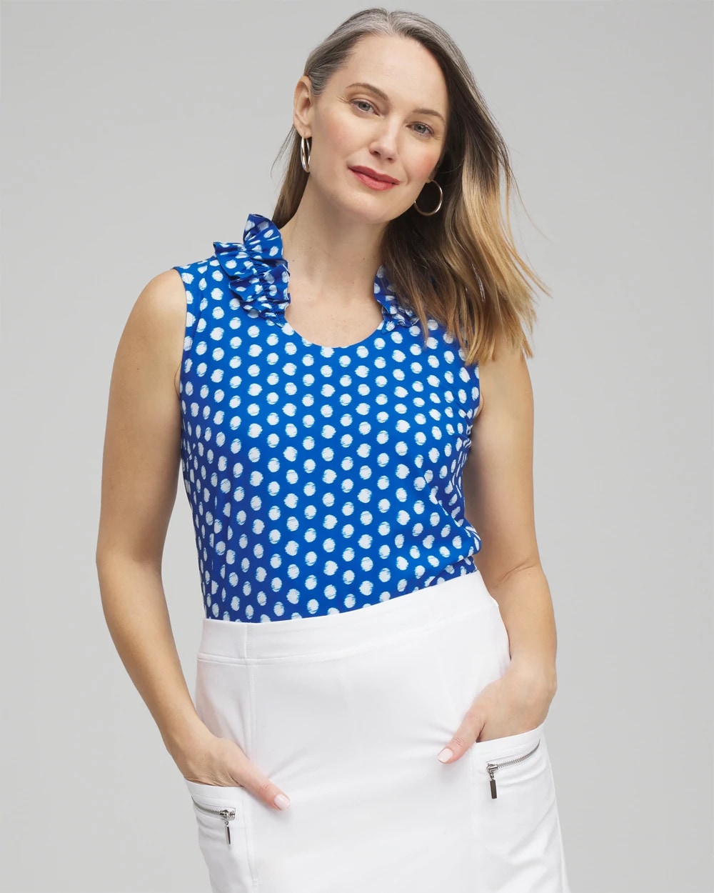 Chico's Clothing ® UPF Neema Dot Ruffle Tank