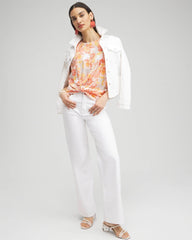 Chico's Clothing Floral Knot Front Tee