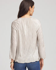 Chico's Clothing Foiled Pleated V-Neck Tee