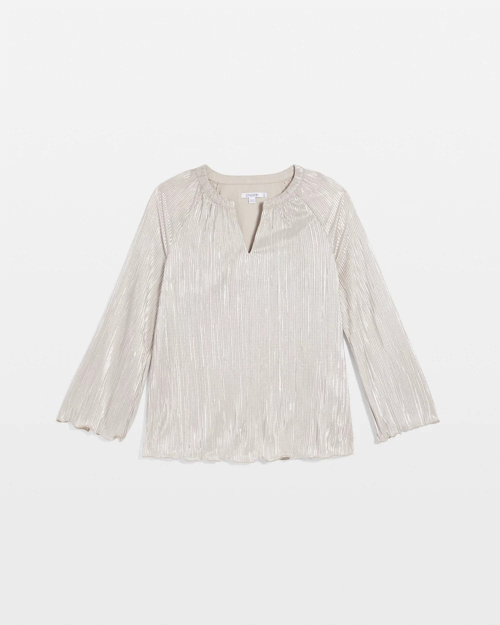 Chico's Clothing Foiled Pleated V-Neck Tee