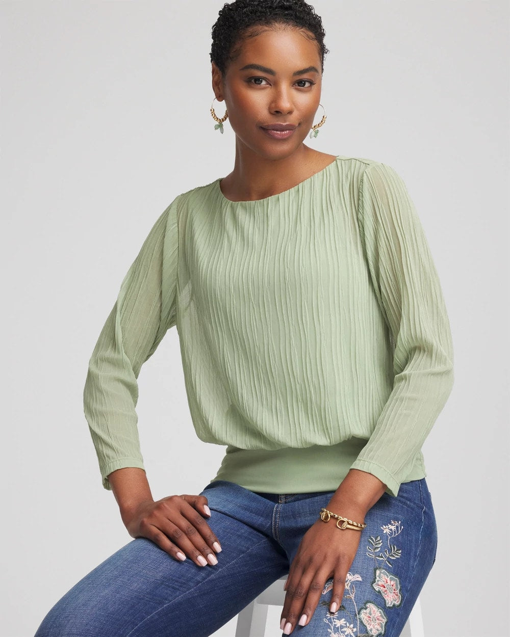Chico's Clothing Touch of Cool™ Textured Banded-Hem Top