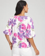 Chico's Clothing Floral Bubble Sleeve Top