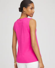 Chico's Clothing Sleeveless V-Neck Button Tank