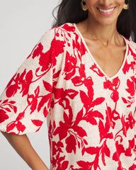 Chico's Clothing Floral Braided Linen Top