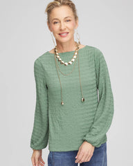 Chico's Clothing Smocked Boatneck Top