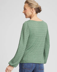 Chico's Clothing Smocked Boatneck Top