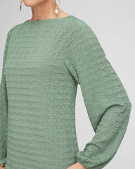Chico's Clothing Smocked Boatneck Top