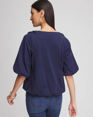 Chico's Clothing Bubble Hem Pleated Cotton Top